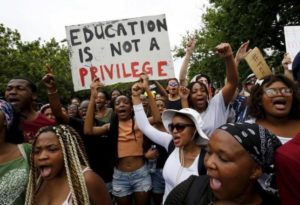 Students protest over planned increases in tuition fees in Stellenbosch